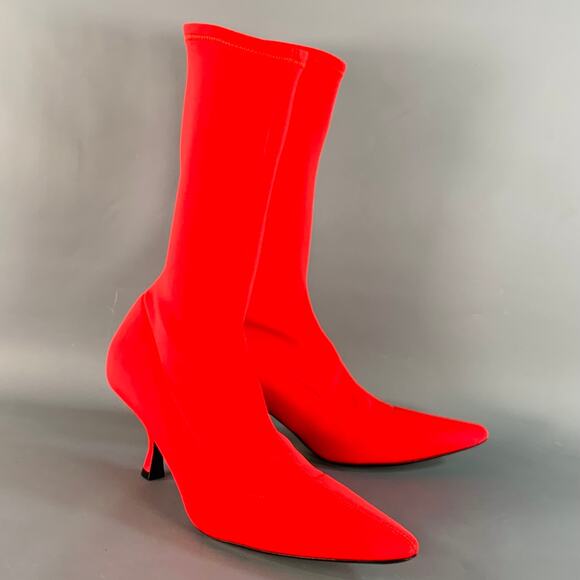 KHAITE Size 9.5 Taylor Red Neoprene Pull On Kitten Heel Sock Boots - Picture 1 of 7
